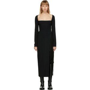 Ann Demeulemeester wool blend square neck high slit maxi dress IT 44 US 12 Large